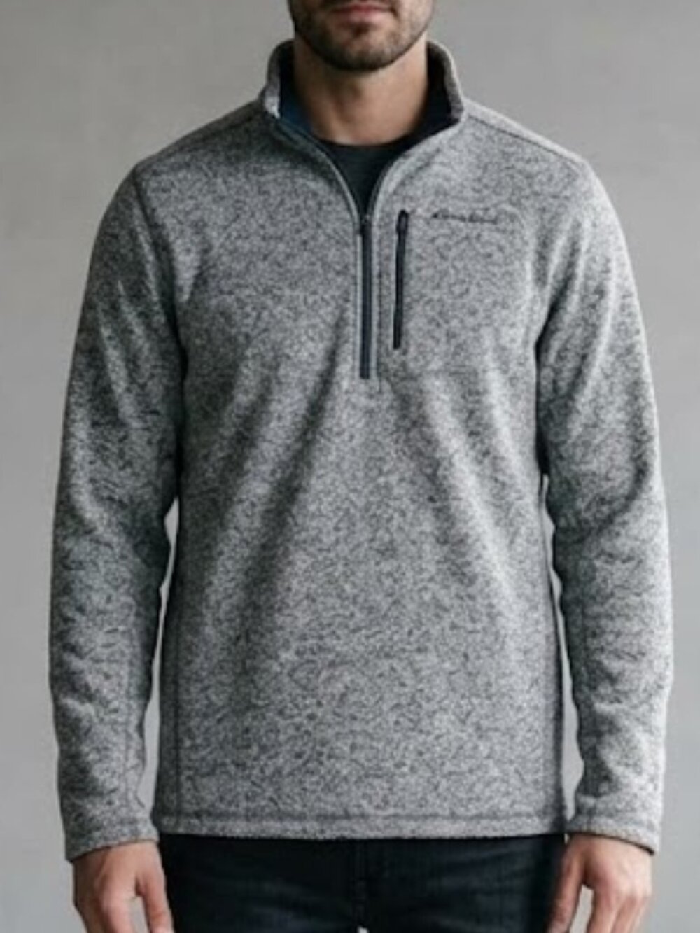 Eddie Bauer Gray 1/4 Zip Fleece Pullover Sweater Men's Large Tall LT